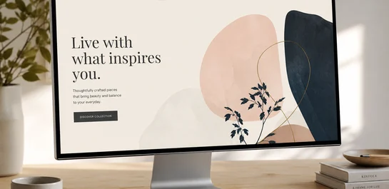 Premium desktop mockup with abstract web layout