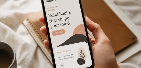 Premium phone mockup with abstract mobile webpage