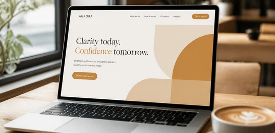 Premium laptop mockup with abstract landing page
